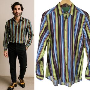 Robert Graham Mens Multicolour Long Sleeve Flip Cuff Button Down Shirt